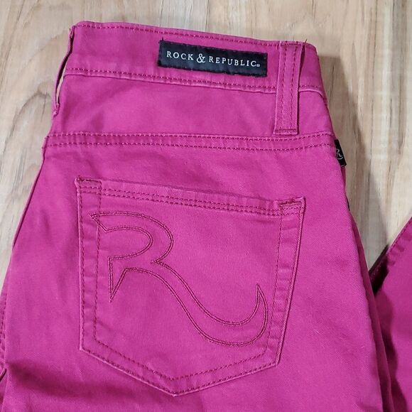 🔹️🔺️Rock & Republic Raspberry Hamburg Jeans Size 4/27 - Picture 7 of 11